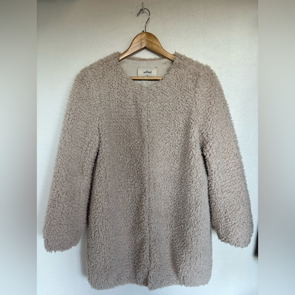 Wilfred Aritzia Cream Laboratoire Plush Teddy Sherpa Coat - Picture 11 of 14